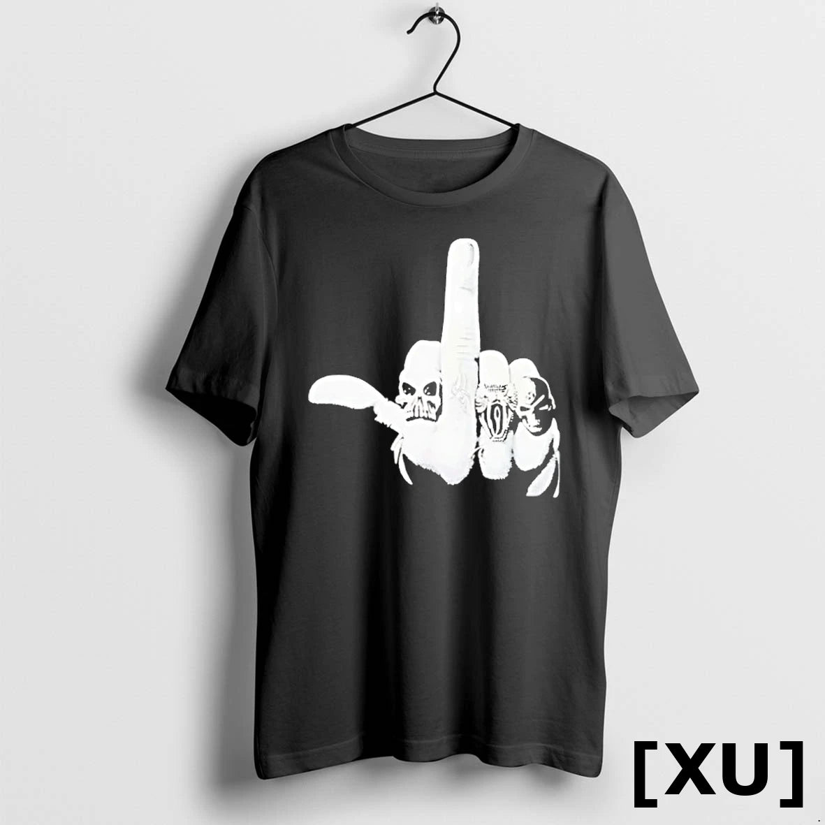 Official Skull With Middle Finger Graphic Tshirts Sweater