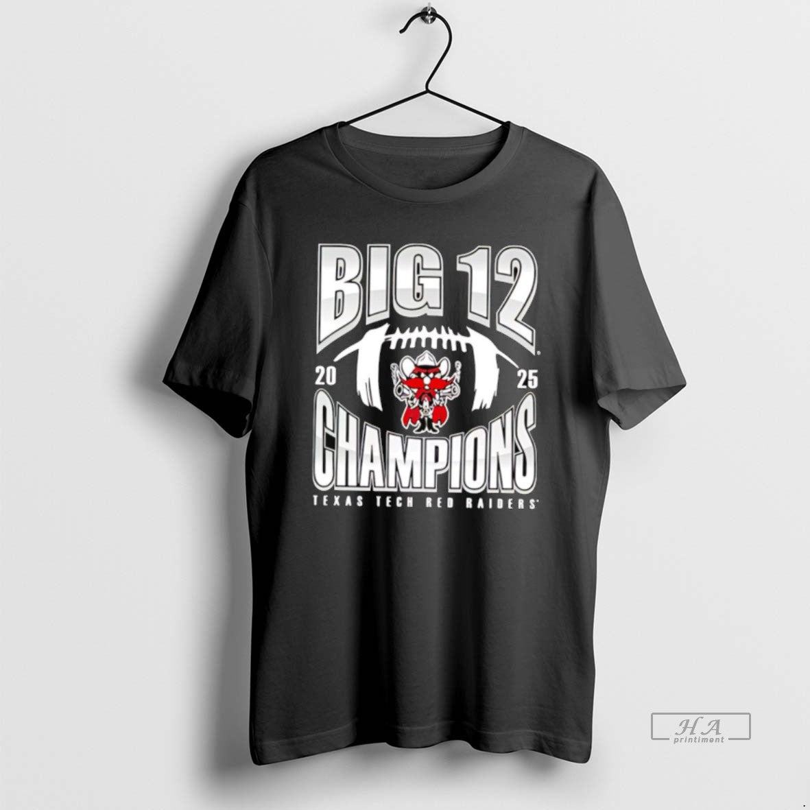 Official Texas Tech Red Raiders Black 2025 Big 12 Football Champions Mascot Black