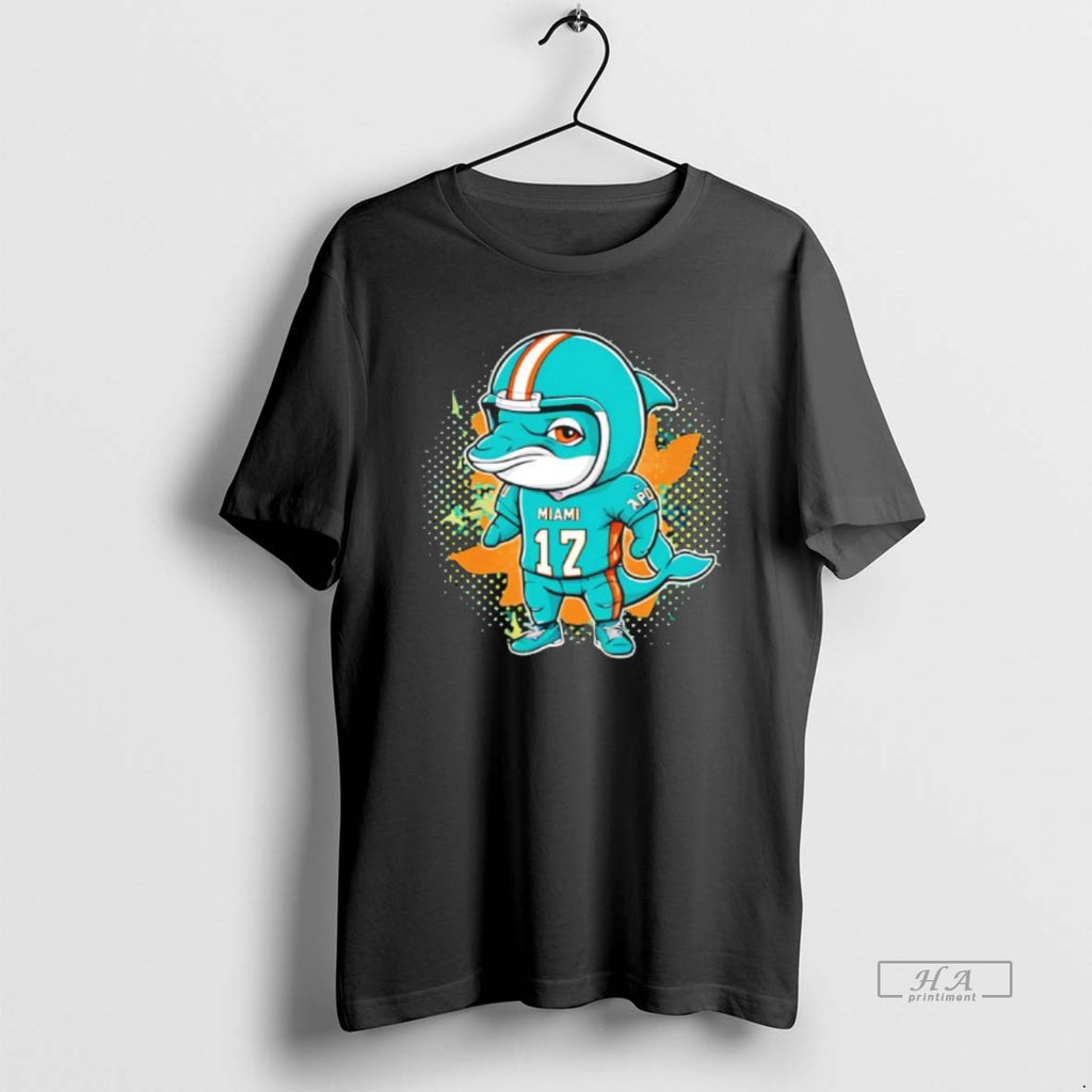 Official The Dolphins Miami Dolphins Football Cartoon Black