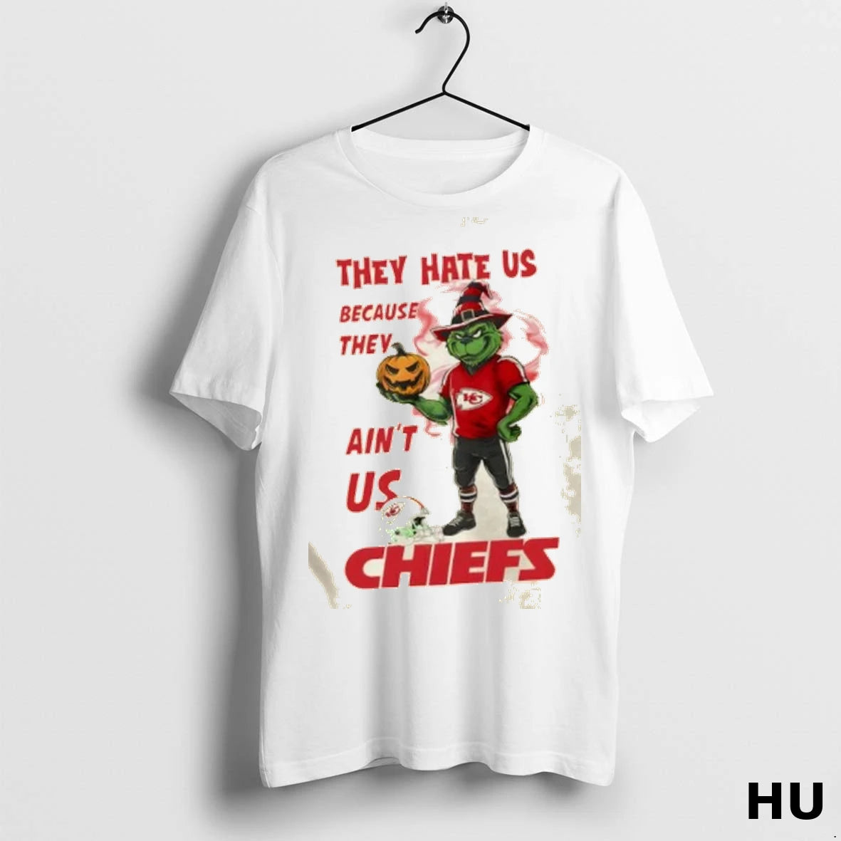 Official They Hate Us Because They Aint Us Kansas City Chiefs Grinch Happy Halloween