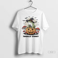 Official Toadally Spooky Halloween Frog On Pumpkin With Bats Ladies Tshirts Sweater