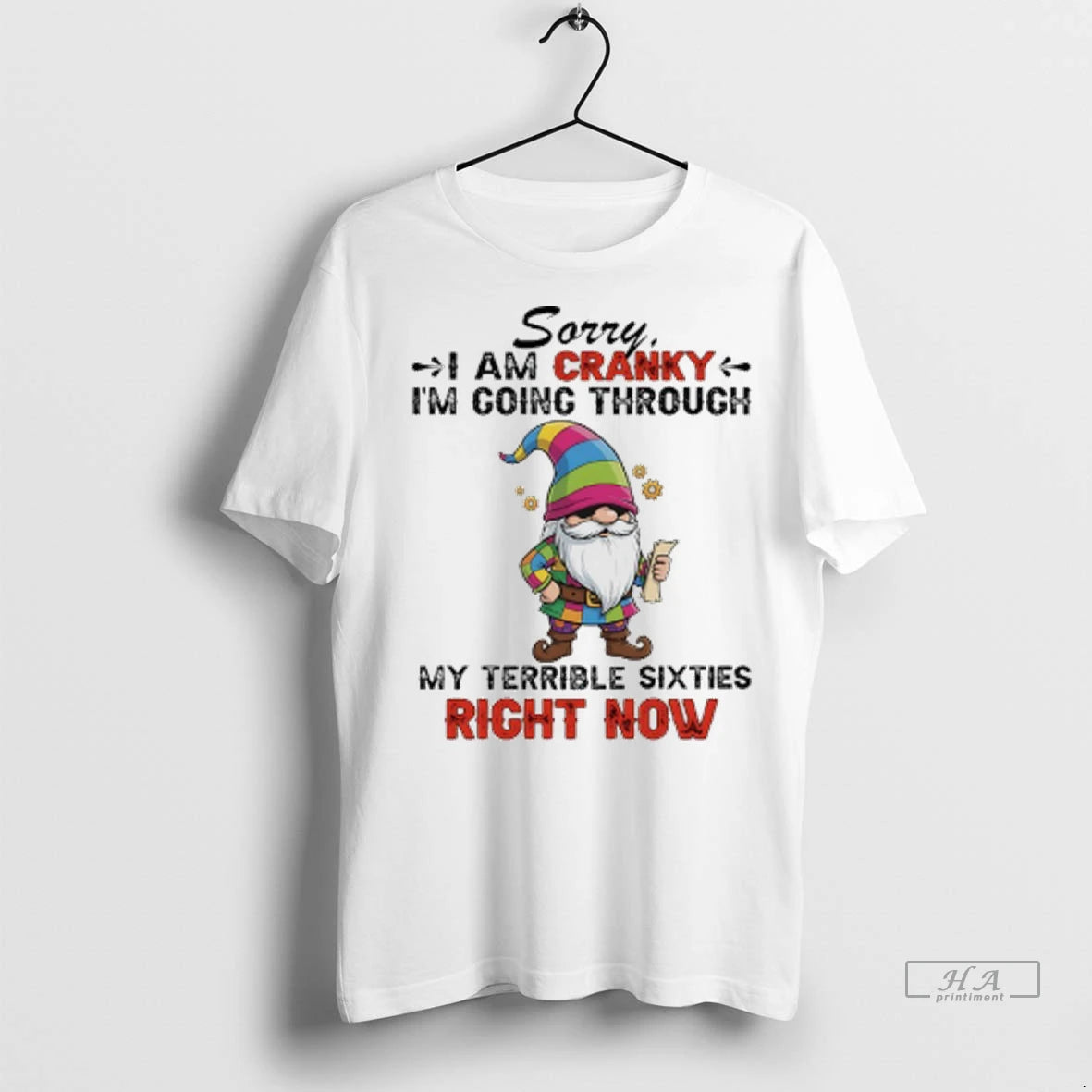 Official Trendy Gnome Sorry I Am Cranky Im Going Through My Terrible Sixties Right Now