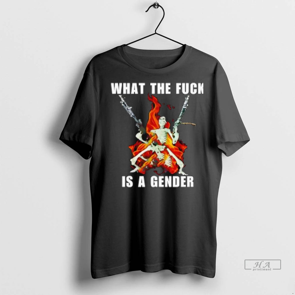 Official What The Fuck Is A Gender Skeleton Graphic Tshirts Sweater