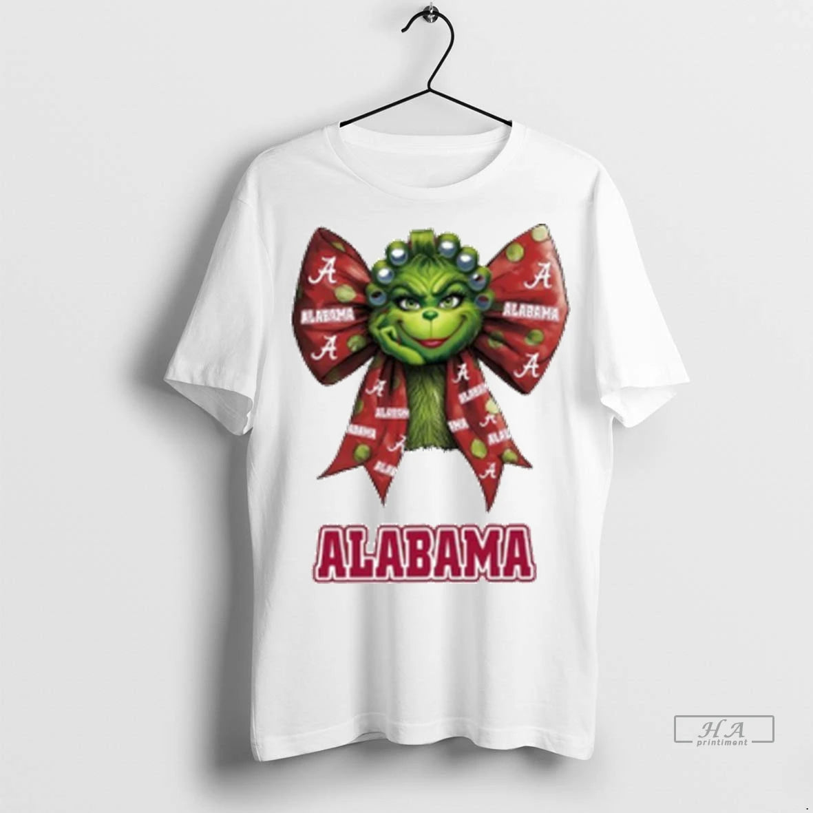 Official Women Grinch Bow Tie Alabama Logo Tshirts Sweater