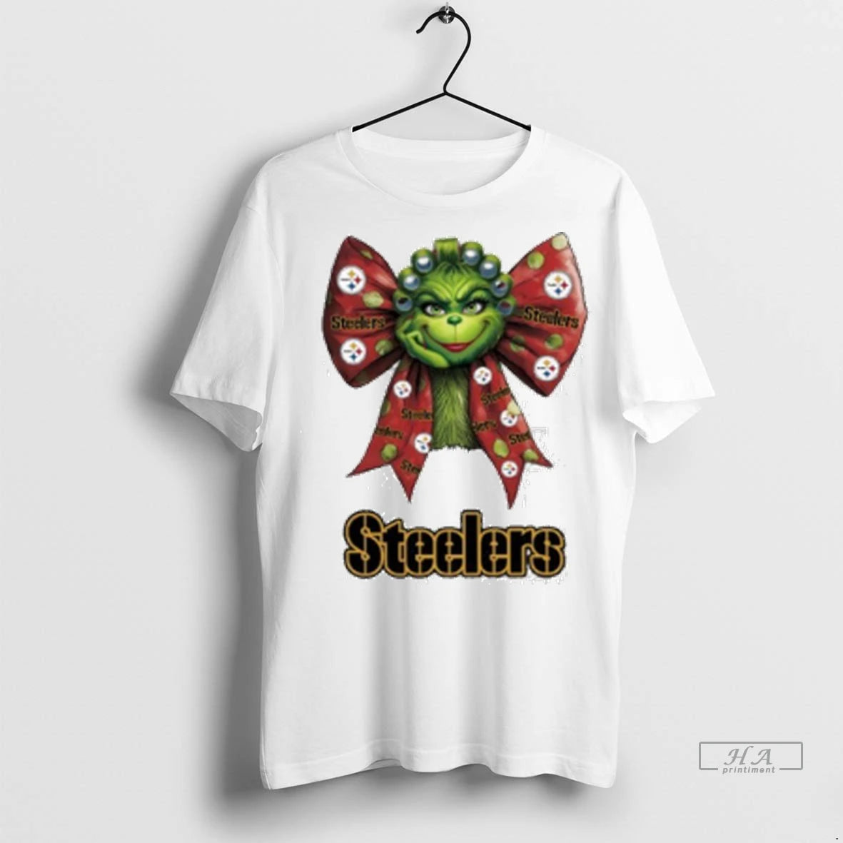 Official Women Grinch Bow Tie Steelers Logo Tshirts Sweater