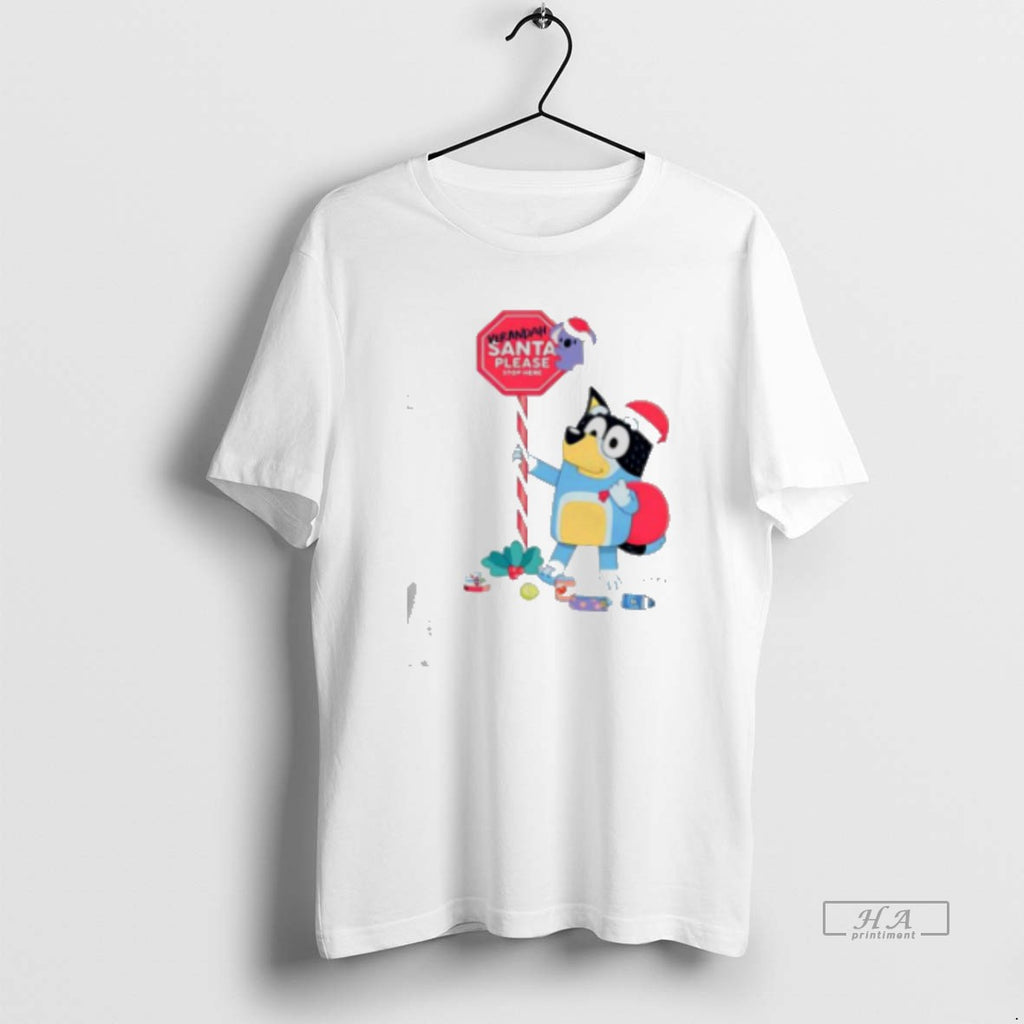 Official Bluey Adults Verandah Santa Please Stop Here Classic Womens
