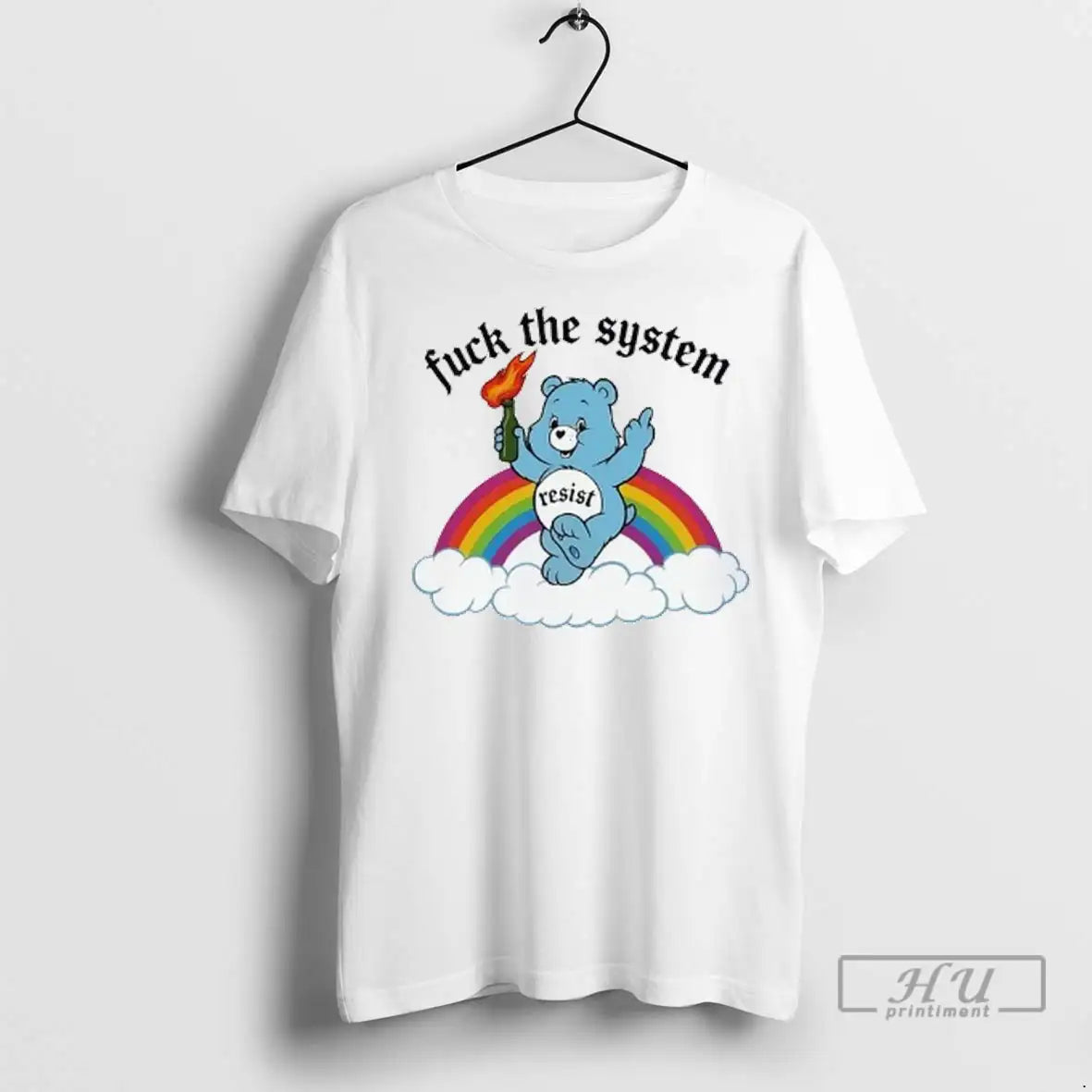 Officials Care Bear Fuck The System Resist Rainbow T Shirts