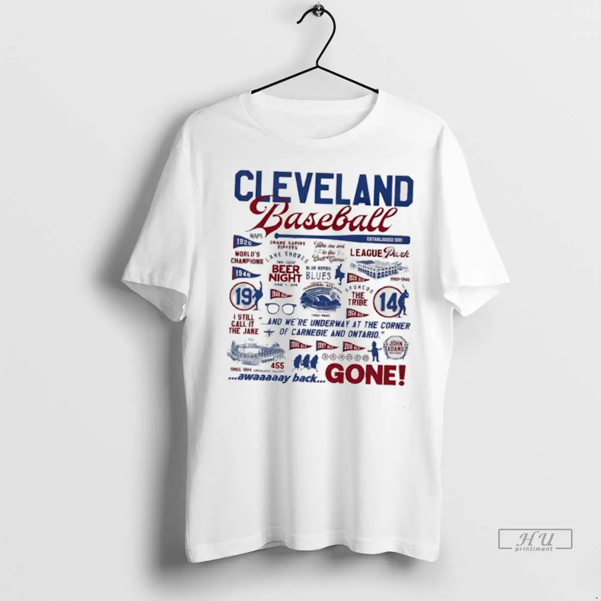 Officials Cleveland Baseball History Collage Away Back Gone T Shirts