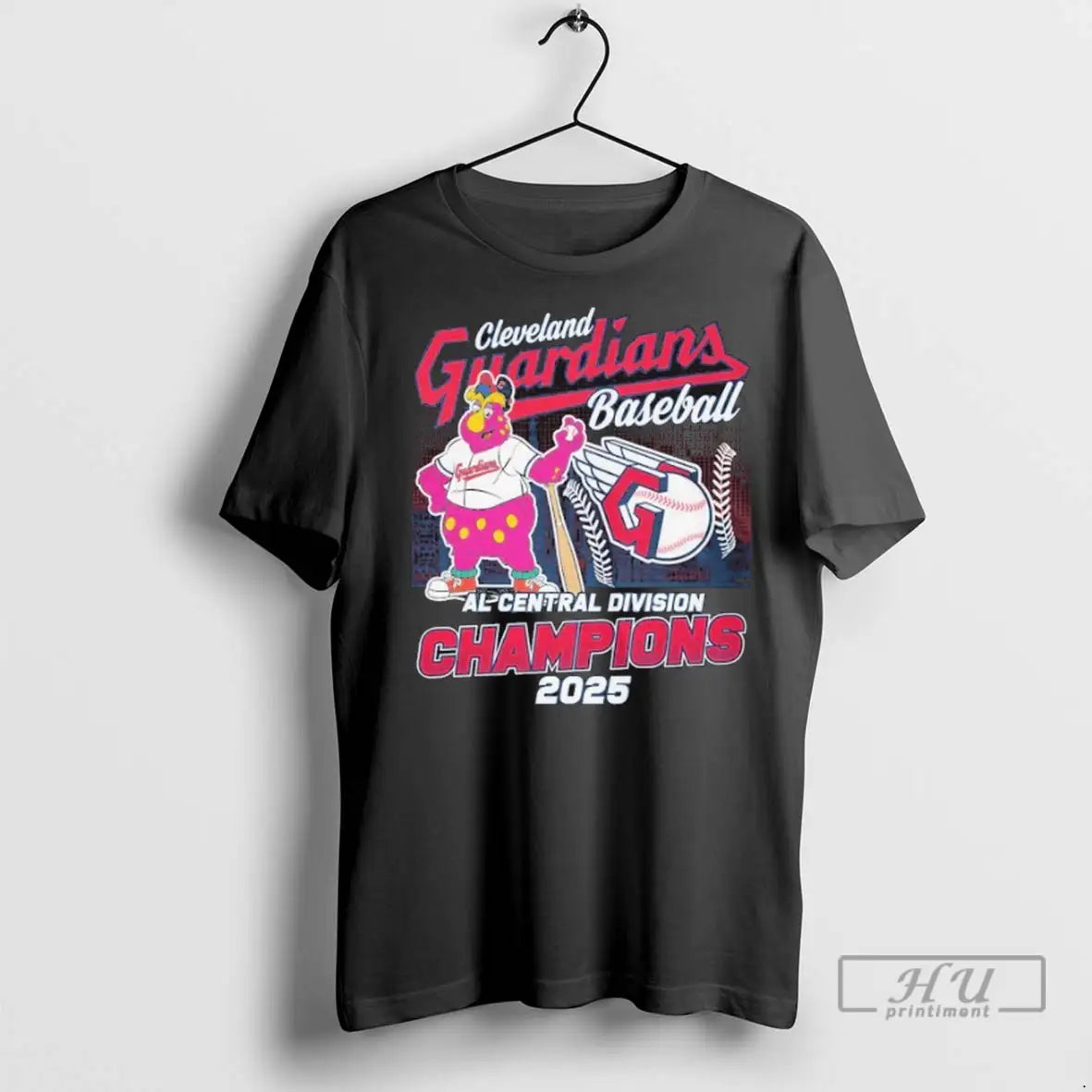 Officials Cleveland Guardians 2025 Al Central Division Champions Mlb Mascot T Shirts
