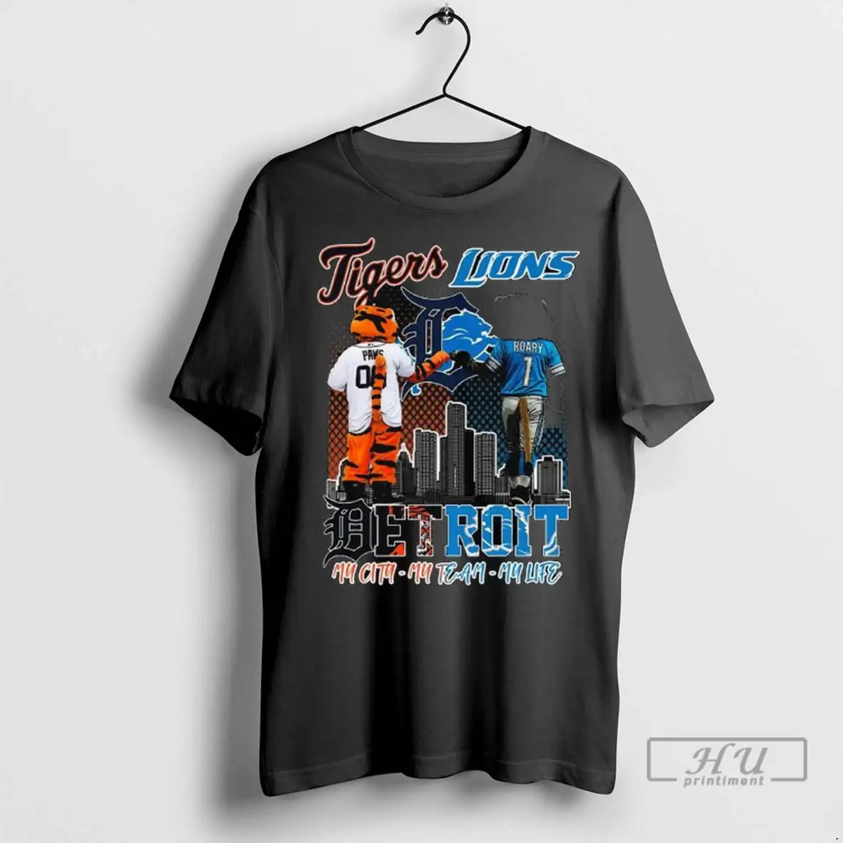 Officials Detroit Tigers And Detroit Lions My City My Team My Life Mascot Long Sleve