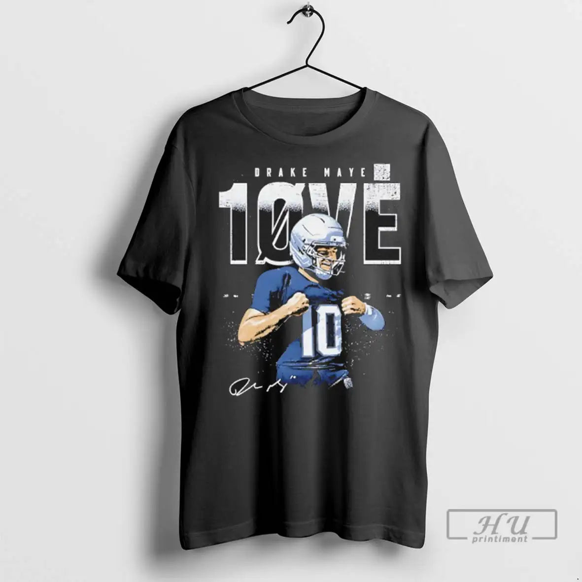 Officials Drake Maye 10 Love New England Supercam Celly Signature T Shirts