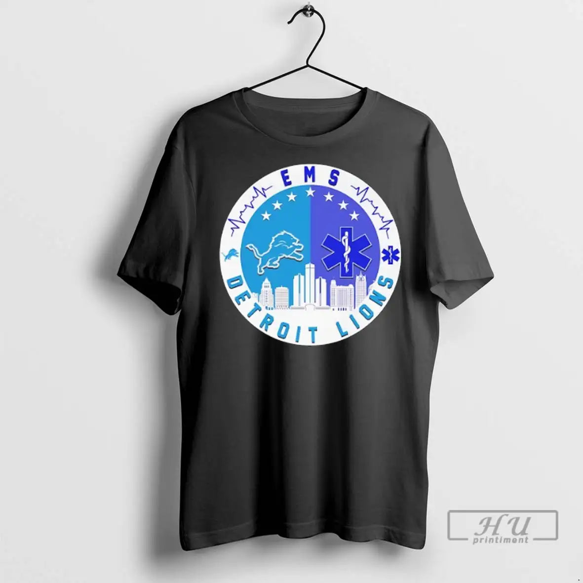 Officials Ems X Detroit Lions City Skyline Circle Logo T Shirts