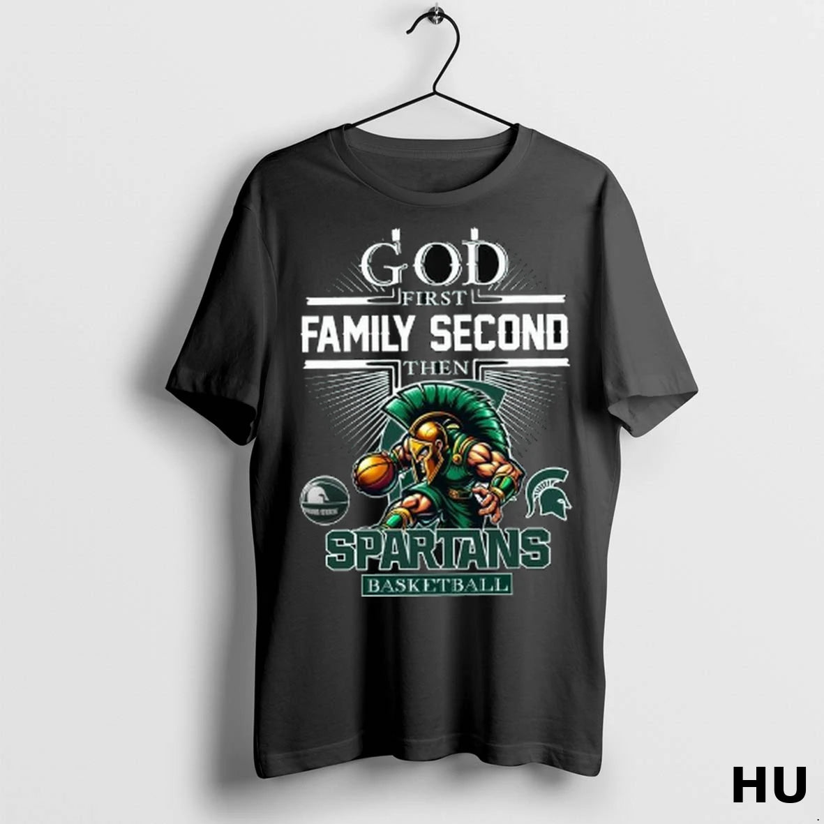 Officials God First Family Second Then Michigan State Spartans Basketball Mascot 2025 Long Sleve