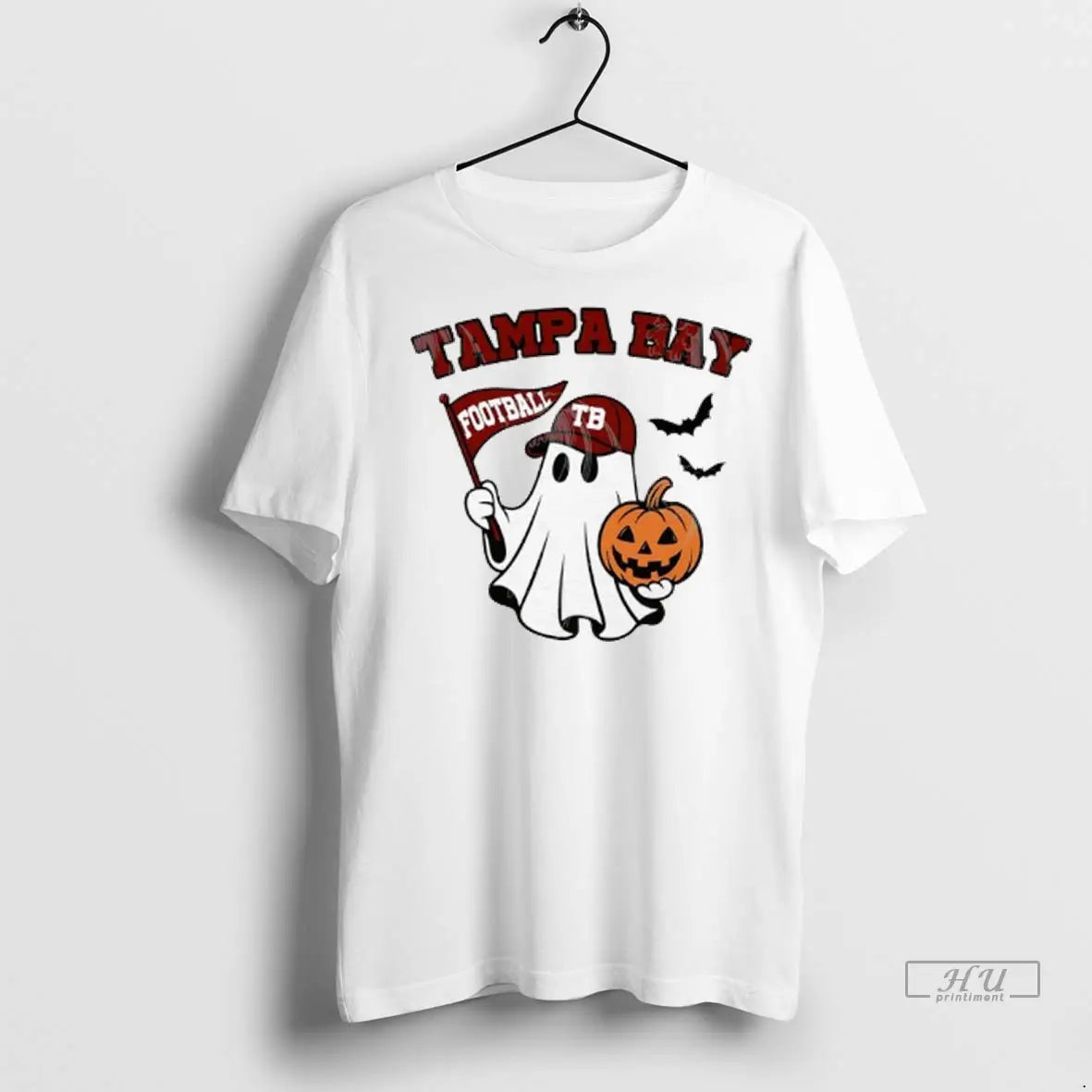 Officials Halloween Ghost Tampa Bay Buccaneers Football Flag Pumpkin Ladies T Shirts