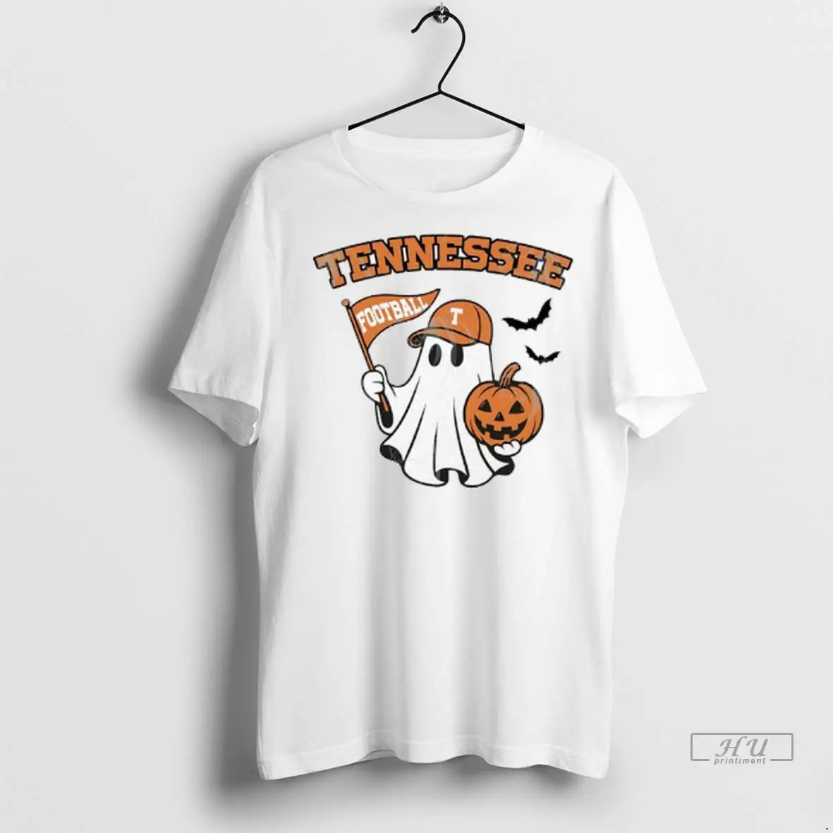 Officials Halloween Ghost Tennessee Volunteers Football Flag Pumpkin Ladies T Shirts