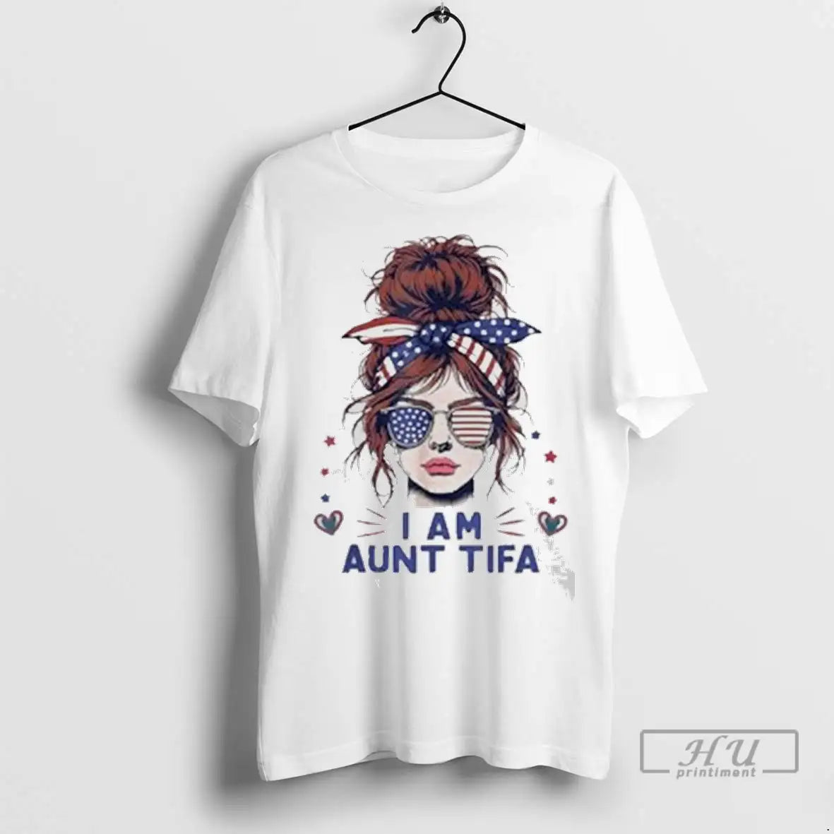 Officials I Am Aunt Tifa Funny Girl Usa Flag Gift Ladies T Shirts