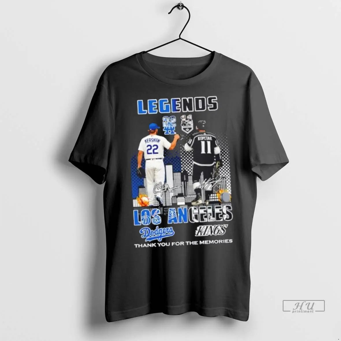 Officials Legends Los Angeles Sports Dodgers X Kings Kershaw And Kopitar Skyline T Shirts