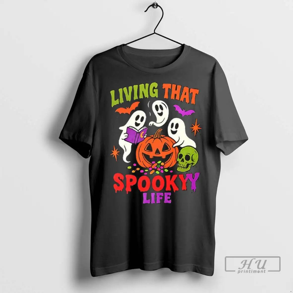 Officials Living That Spooky Life Ghost Reading Book Halloween T Shirts