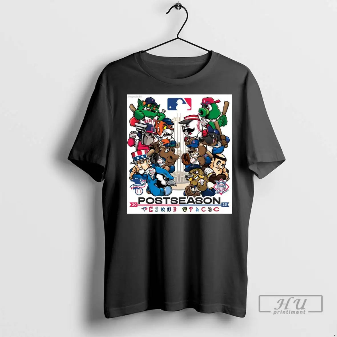 Officials Mlb 2025 Postseason Logos Mascot Teams American League And National League Playoffs T Shirts