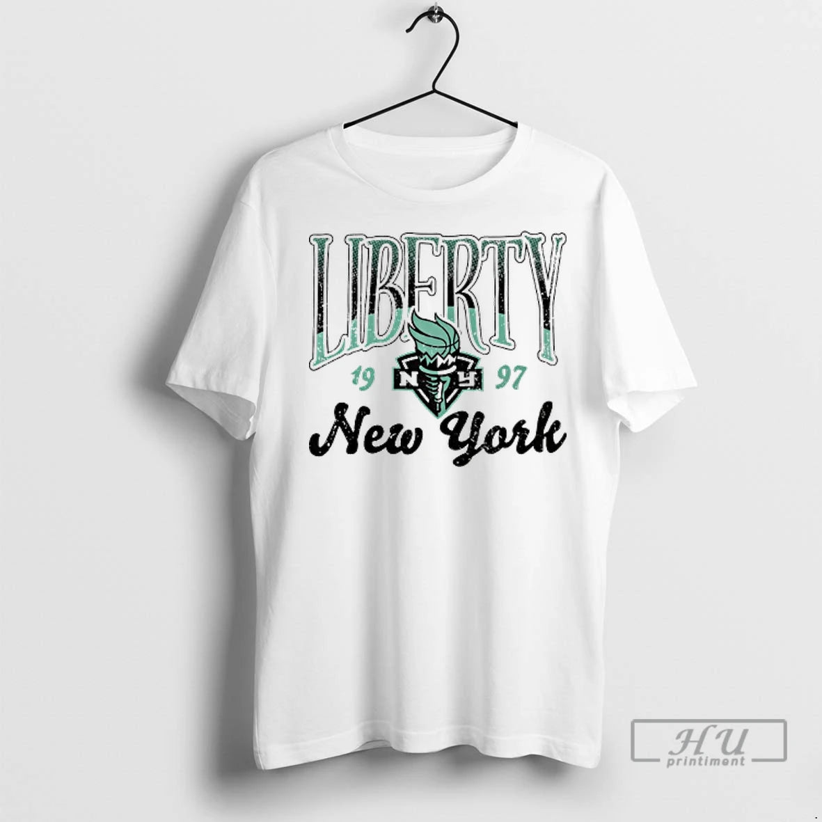 Officials New York Liberty Wnba 1997 Oatmeal Sky High Fleece T Shirts