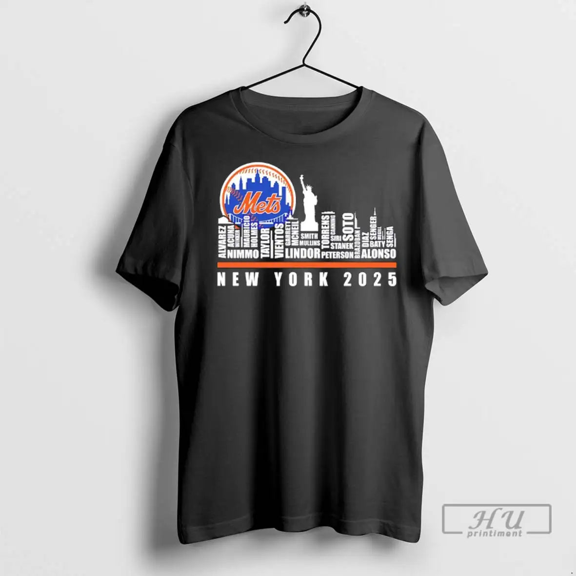 Officials New York Mets 2025 Players Names City Skyline Logo T Shirts