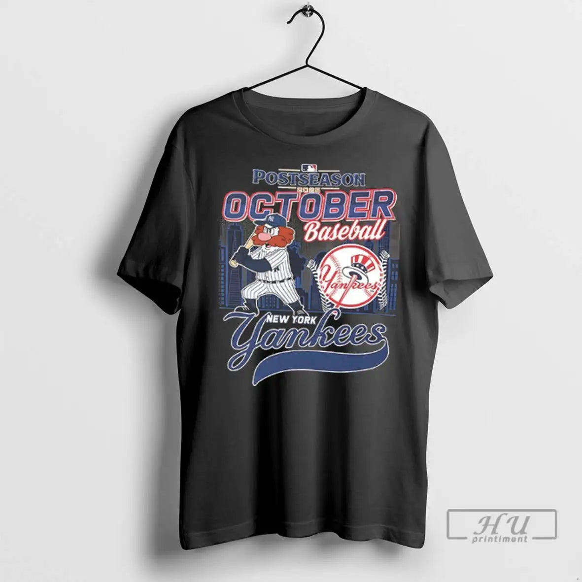 Officials New York Yankees October 2025 Mlb Postseason City Skyline Mascot T Shirts