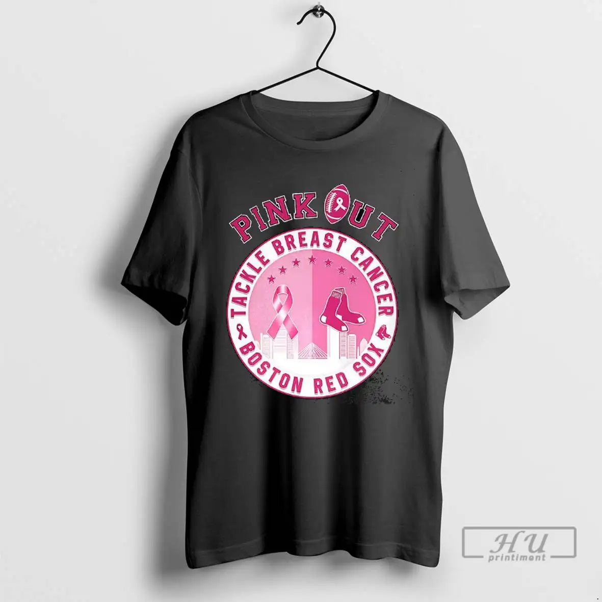 Officials Pink Out Tackle Breast Cancer Awareness American Boston Red Sox Football Logo Pink Ribbon