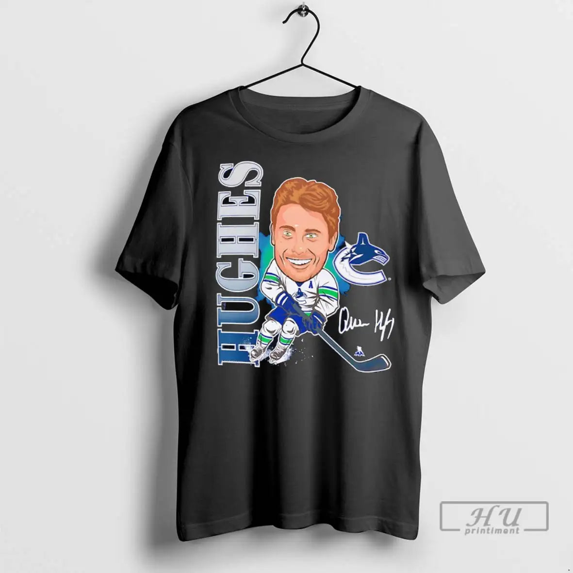 Officials Quinn Hughes Vancouver Canucks Hockey Caricature Player Signature T Shirts