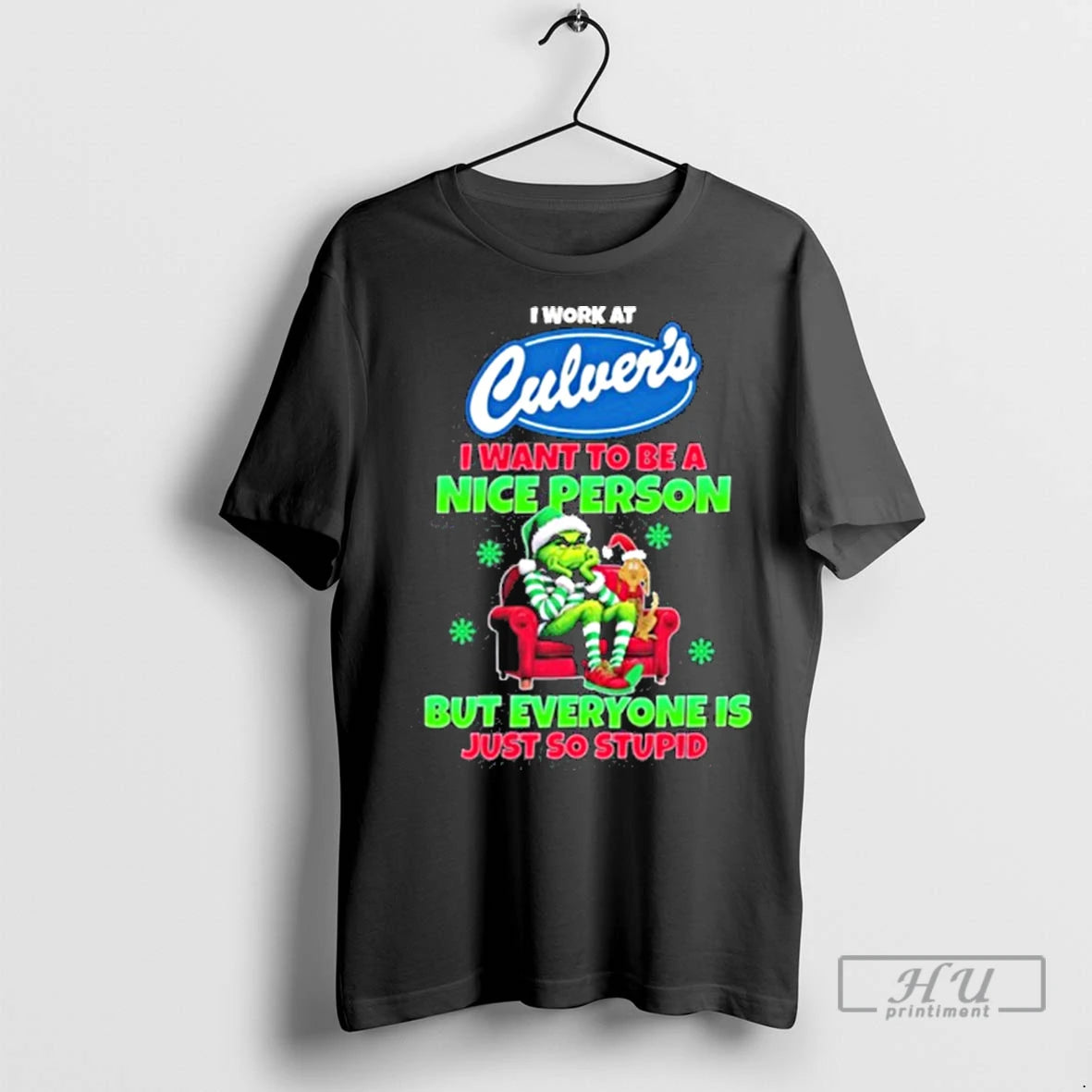 Officials Santa Grinch I Work At Culvers Logo I Want To Be A Nice Person