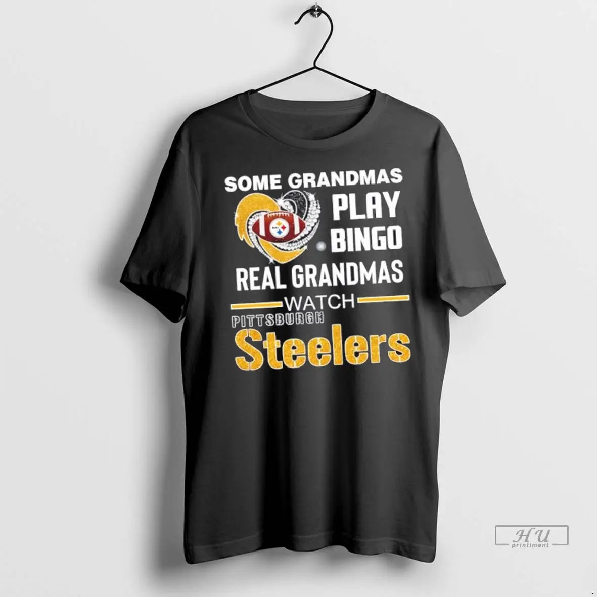 Officials Some Grandmas Play Bingo Real Grandmas Watch Pittsburgh Steeler Football Diamond Heart T Shirts