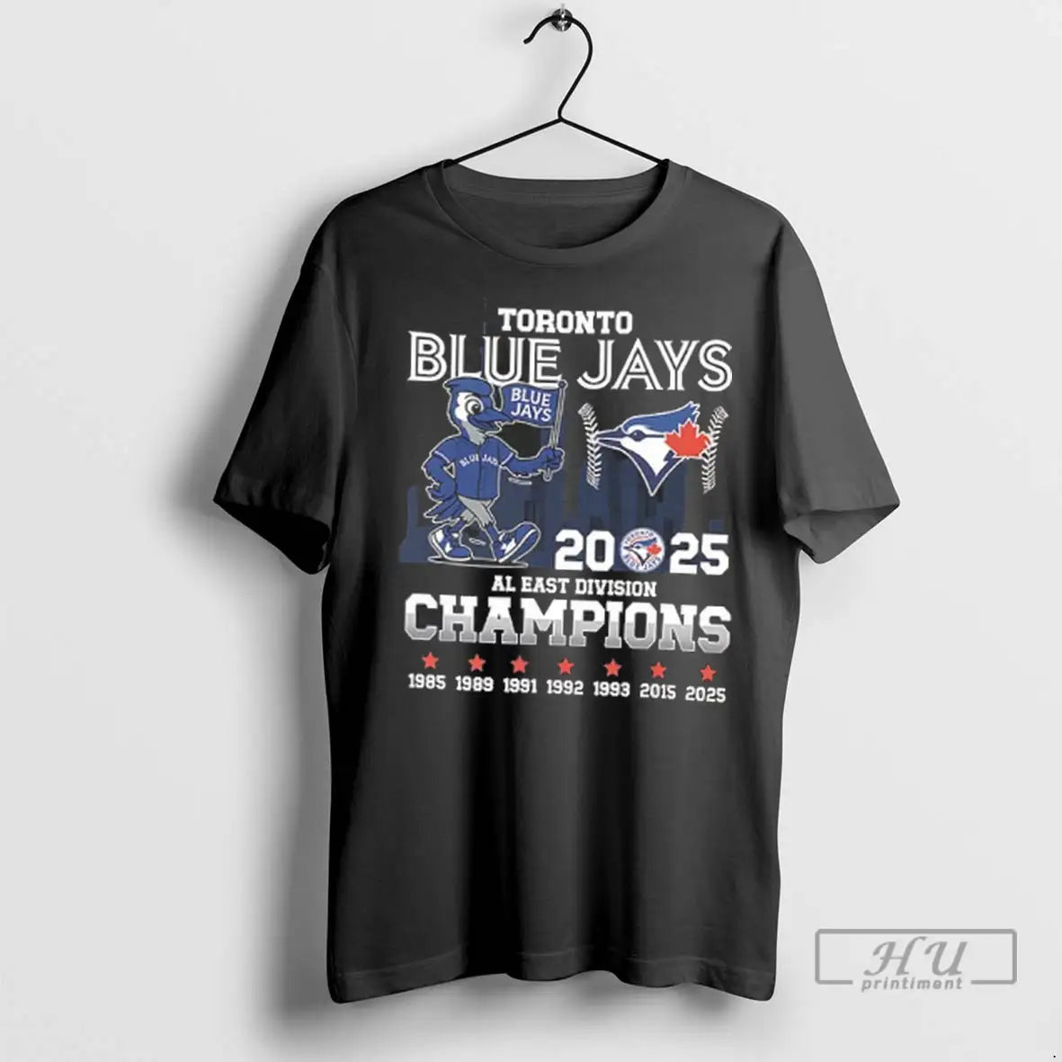 Officials Tonronto Blue Jays 2025 Al West Division 7x Champions Mascot 2 Sided T Shirts