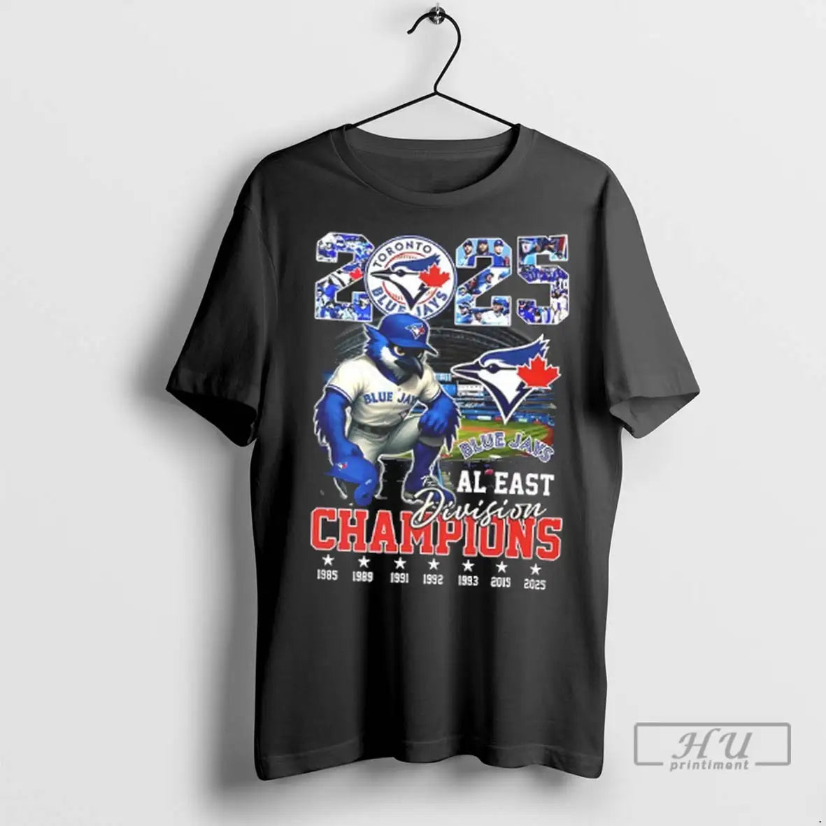 Officials Toronto Blue Jays 2025 Al East Division 7x Champions Mascot 2 Sided T Shirts