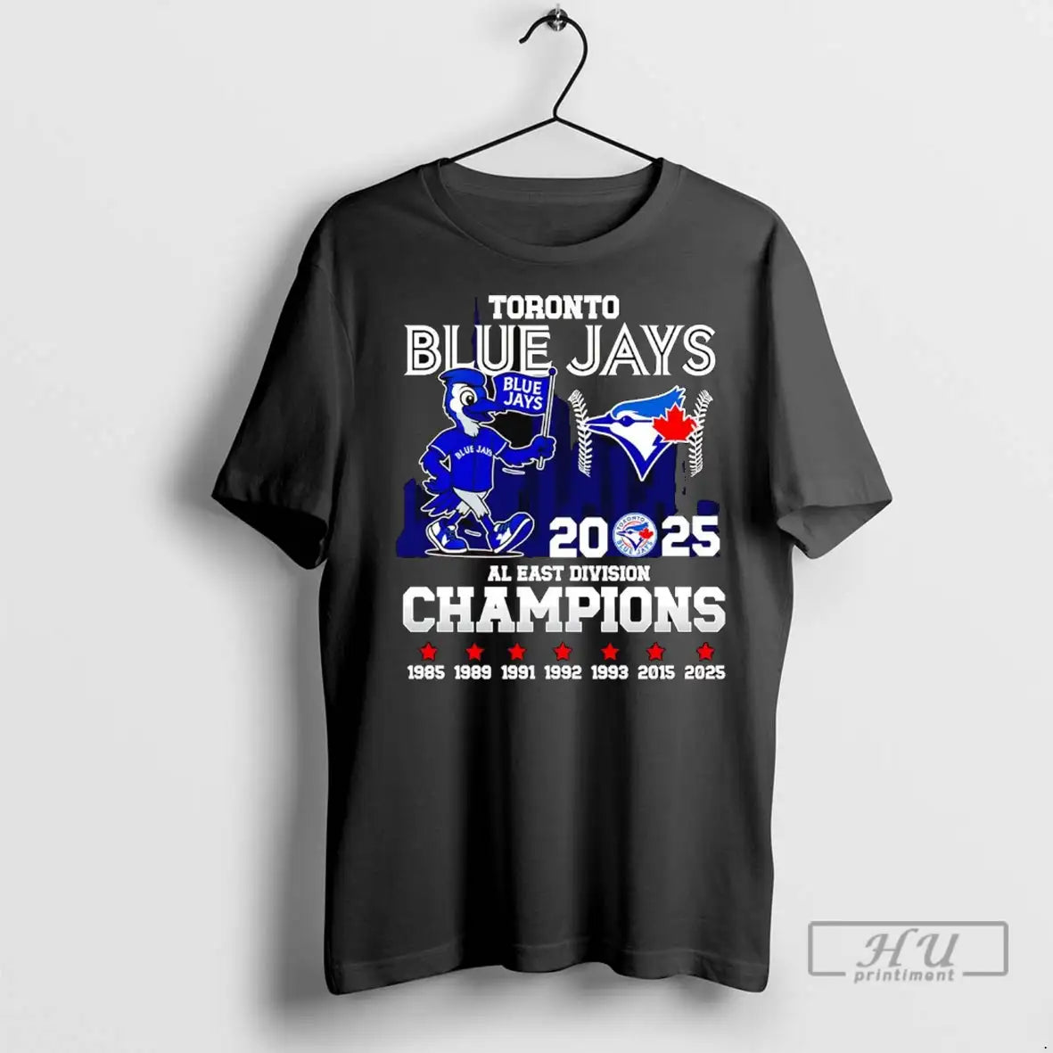 Officials Toronto Blue Jays 2025 Al East Division Champions Mascot Skyline T Shirts