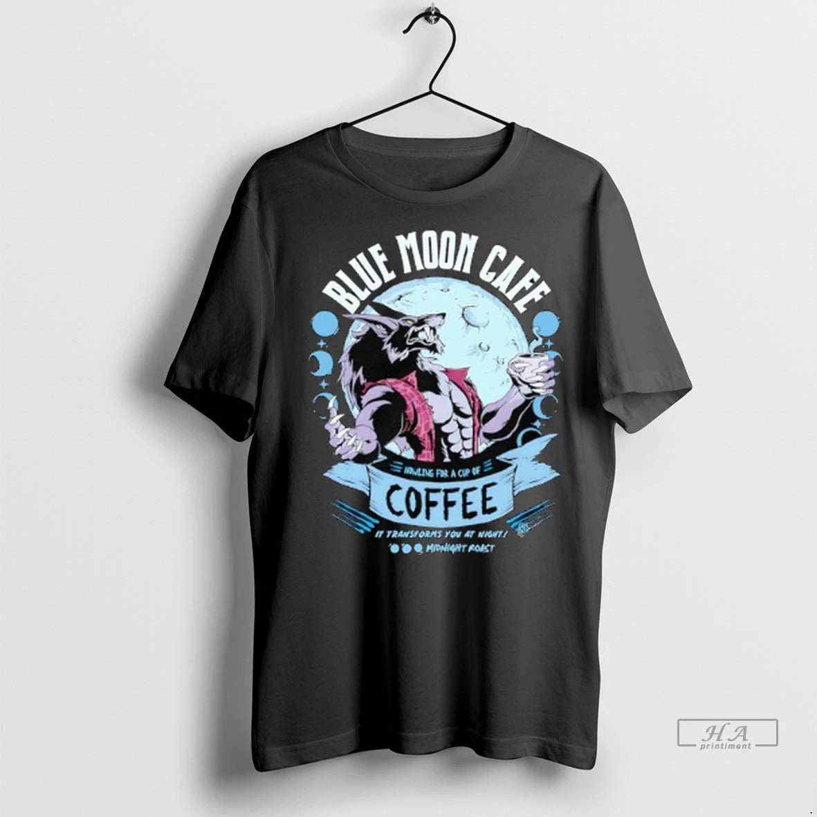 Officials Trendy Wolf Blue Moon Cafe Howling For A Cup Of Coffee It Transforms You