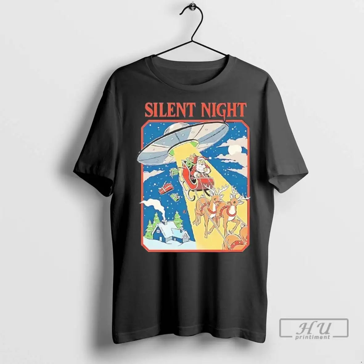 Officials Ufo Abduction Santa Sleigh Silent Night Christmas T Shirts