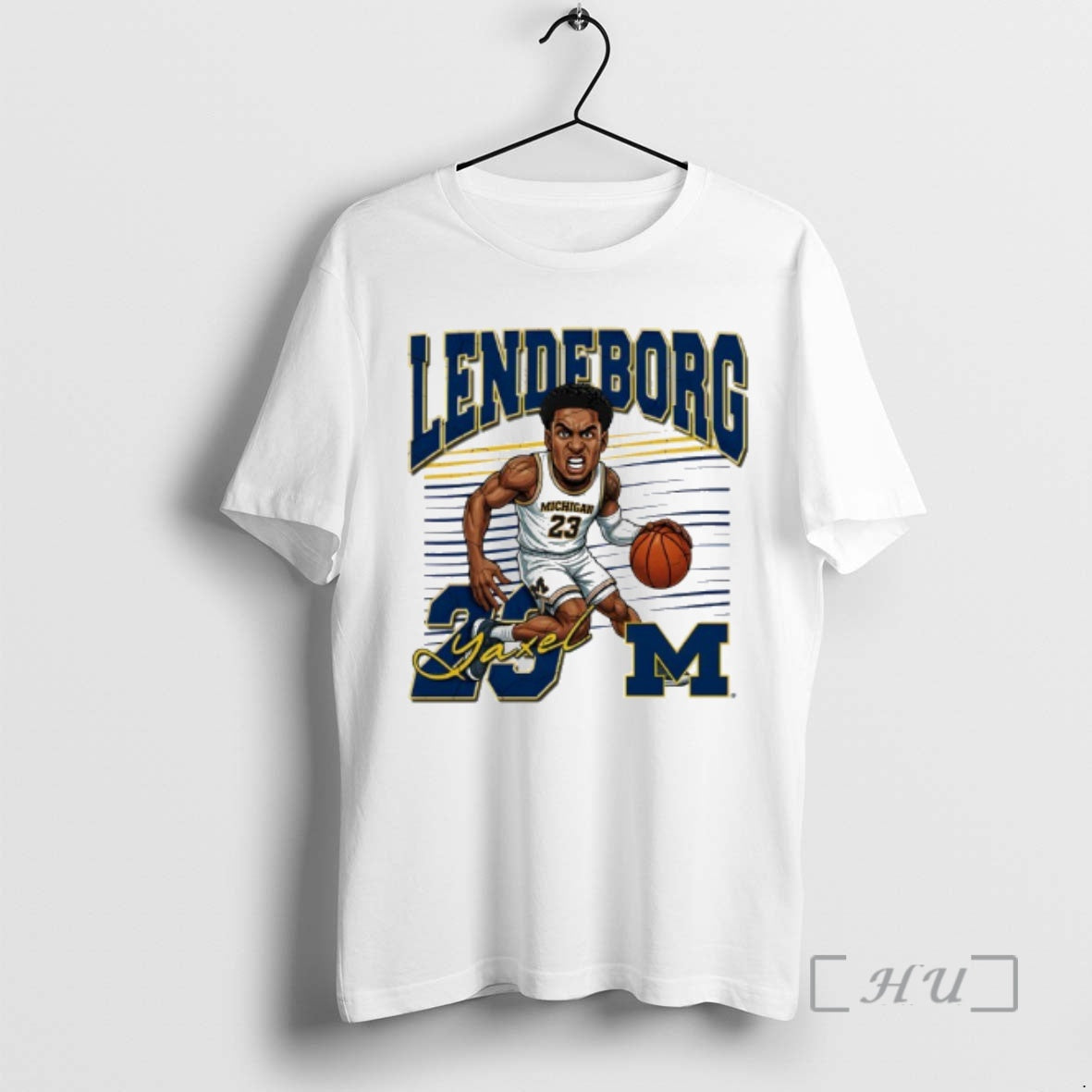Officials Valiant University Michigan Basketball Yaxel Lendeborg Caricature