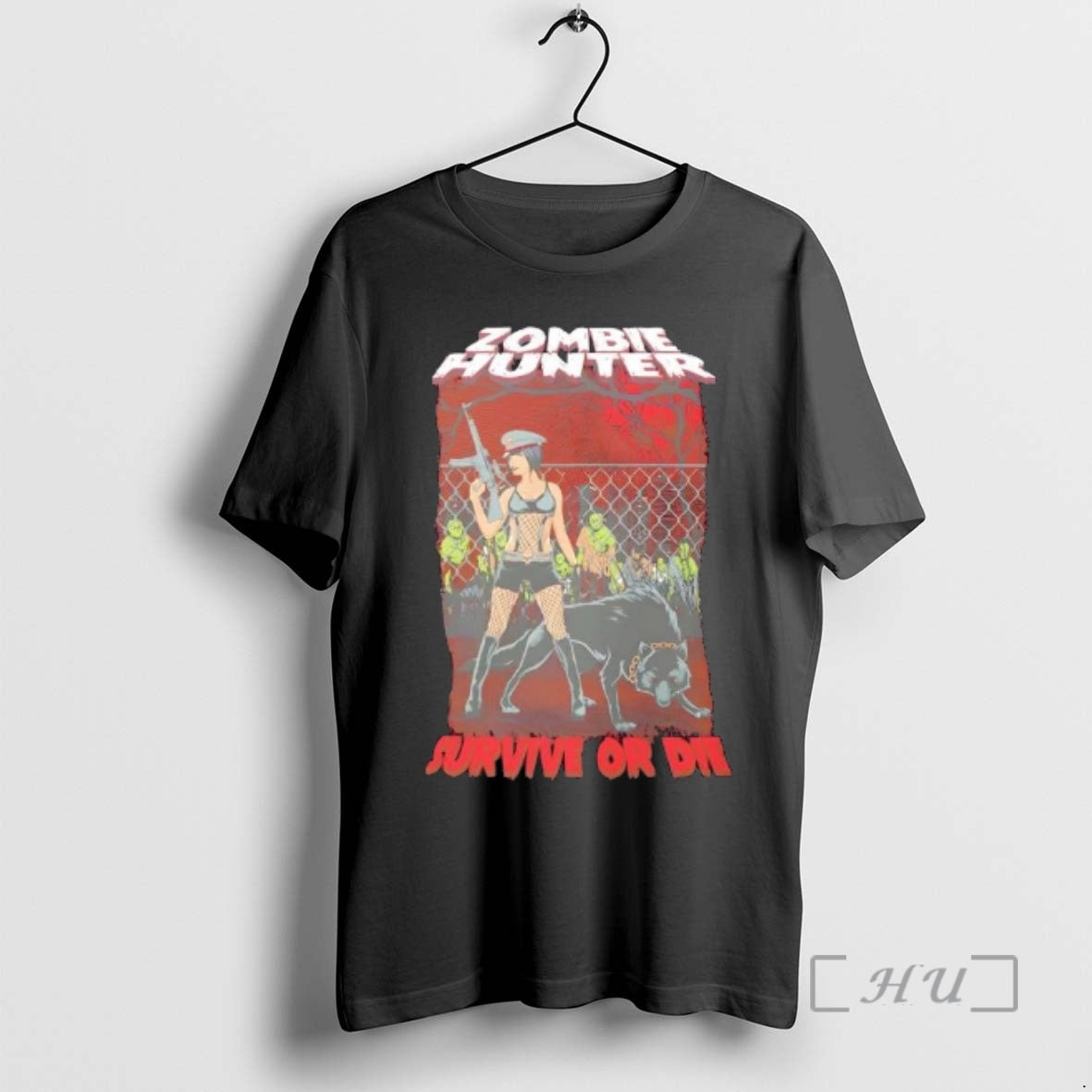Officials Zombie Hunter Pin Up Wolf Survive Die