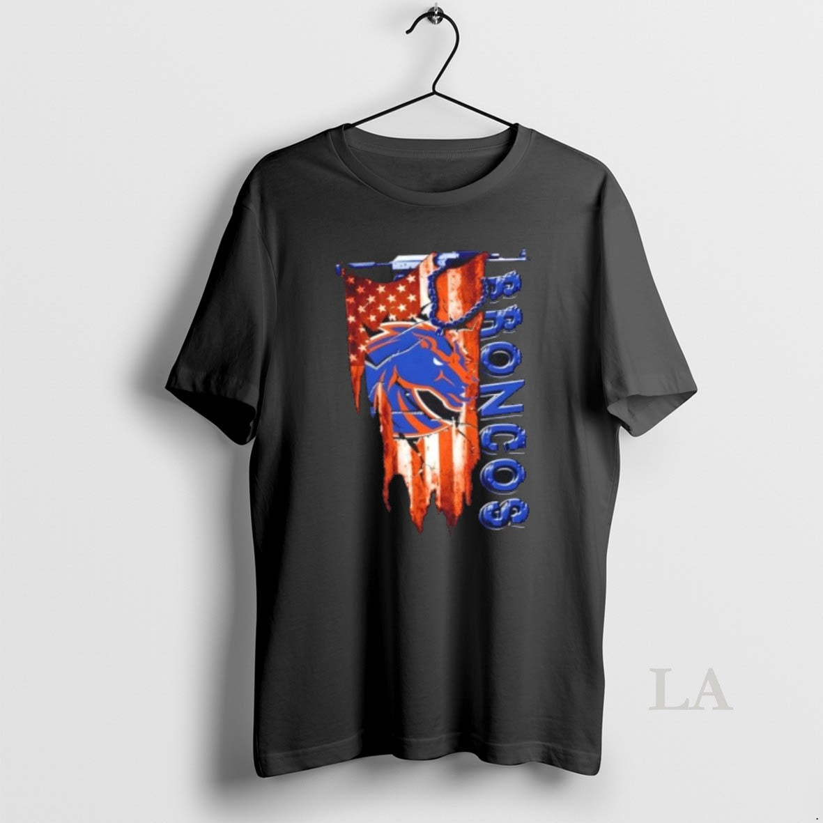 Original Boise State Broncos Football Battle Shattered Usa Flag Rip Design
