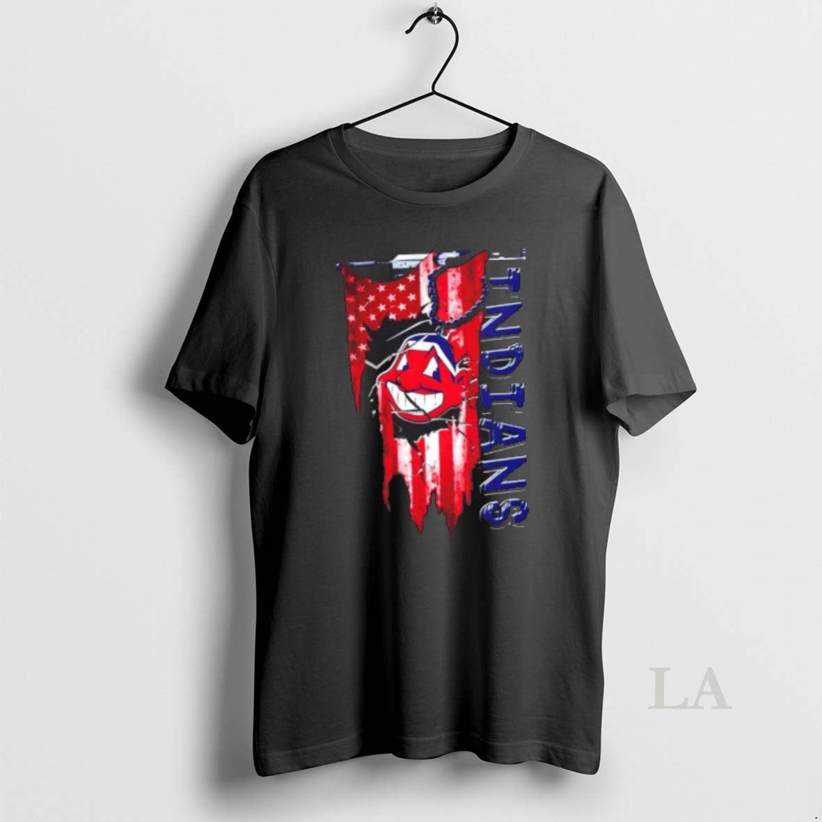 Original Cleveland Indians Baseball Battle Shattered Usa Flag Rip Design