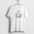 Original Cute Sitting Cat In Floral Garden Watercolor