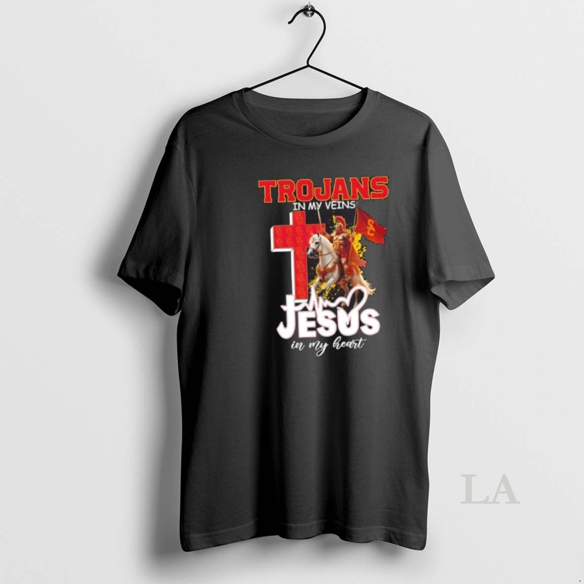 Original Mascot Hold Flag Usc Trojans In My Veins Jesus In My Heart