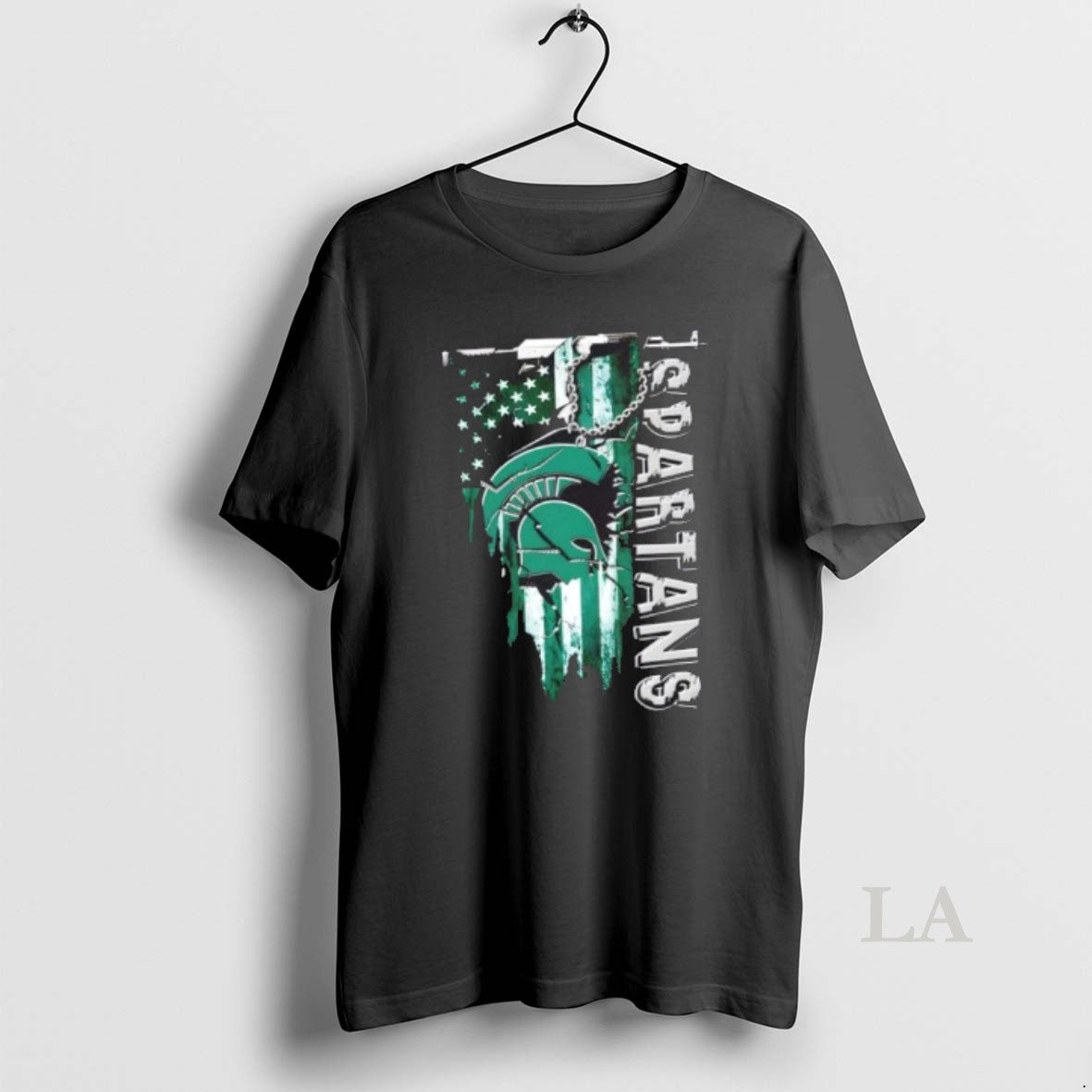 Original Michigan State Spartans Football Battle Shattered Usa Flag Rip Design