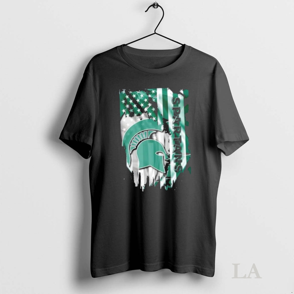 Original Michigan State Spartans Football X American Flag