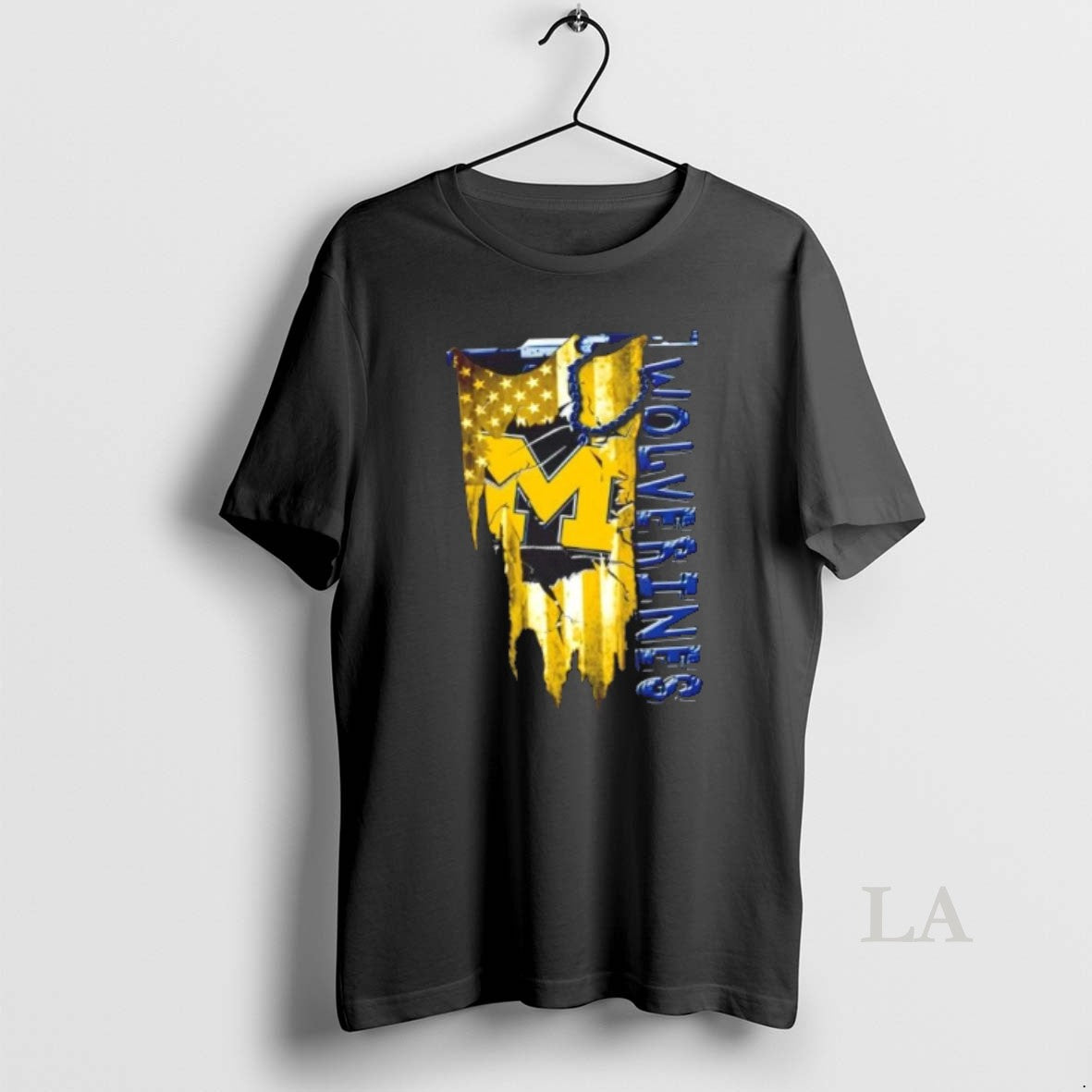 Original Michigan Wolverines Football Battle Shattered Usa Flag Rip Design
