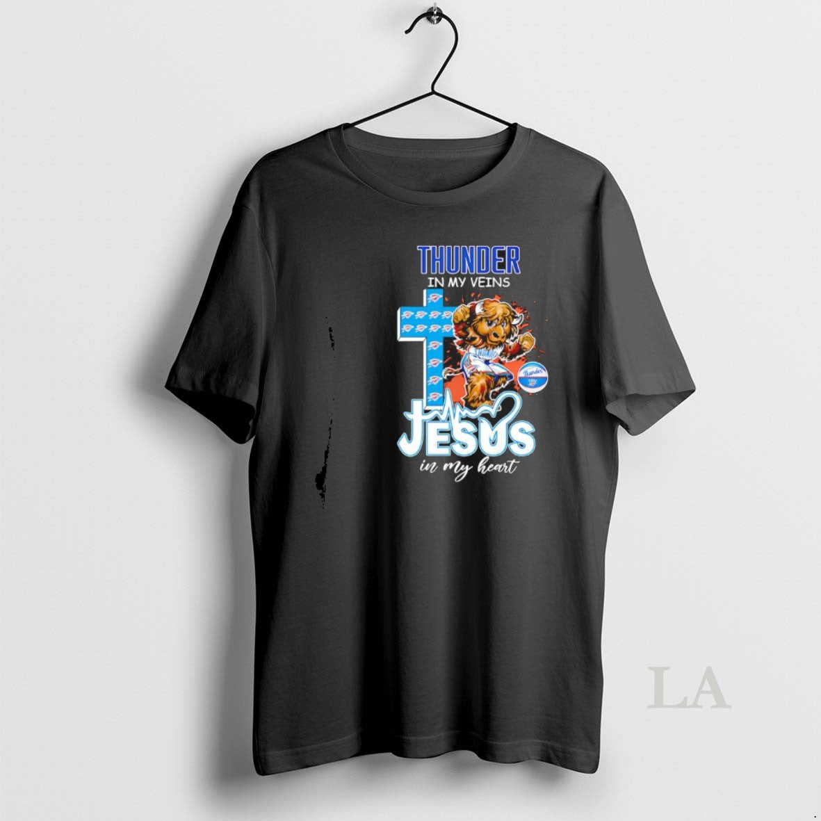 Original Oklahoma City Thunder In My Veins Jesus In My Heart Mascot