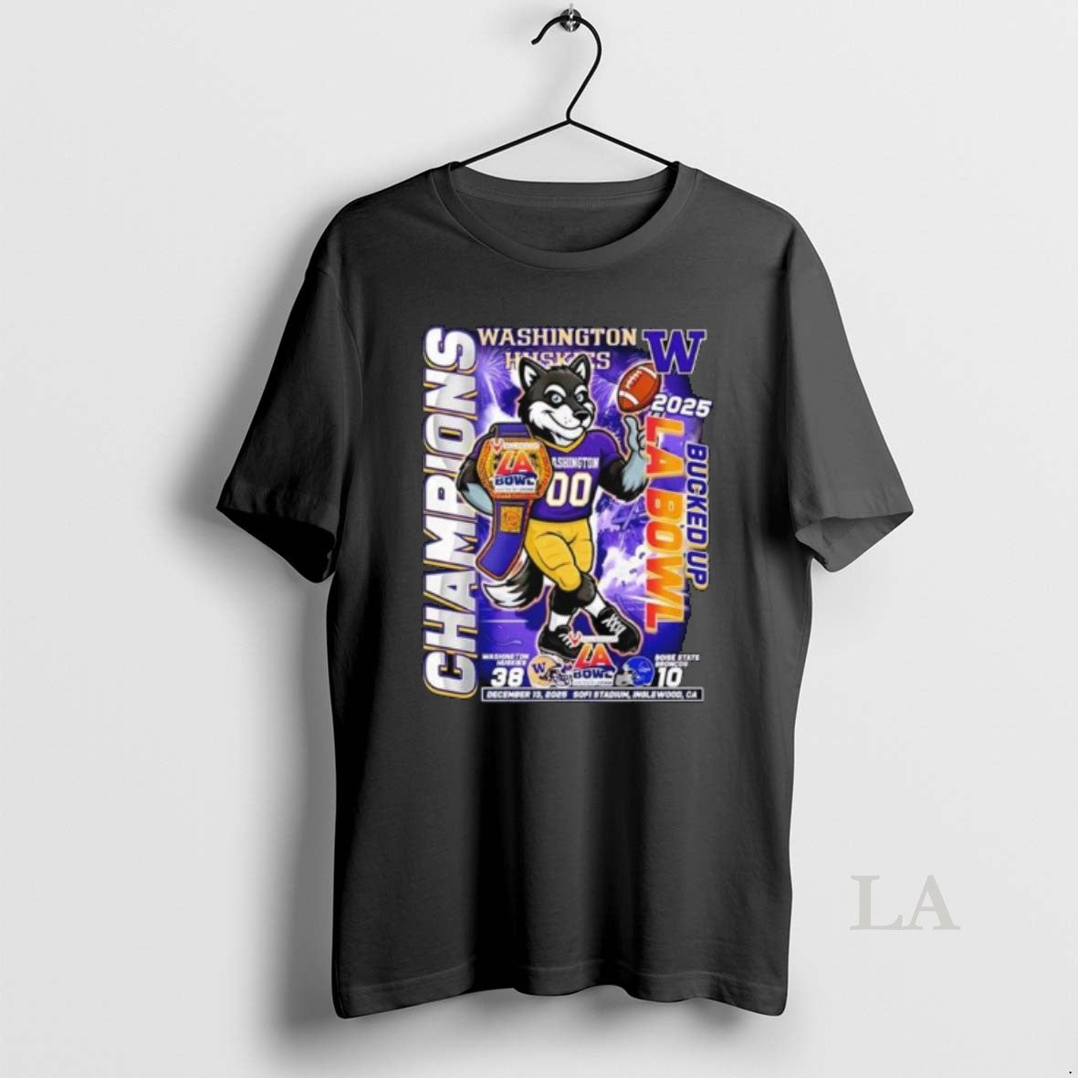 Original Washington Huskies Bucked Up La Bowl Champions 2025 Mascot Long Sleve