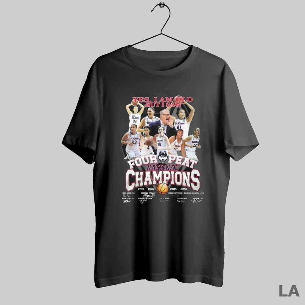 Original Yes I Am Old But I Saw Unicorn Huskies Four Peat National Champions 2013