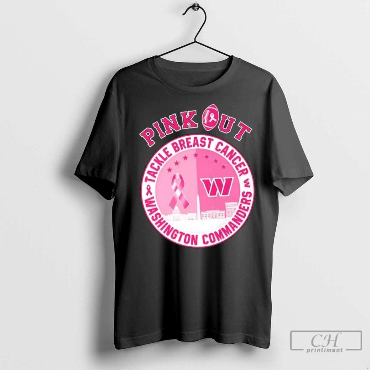 Pink Out Tackle Breast Cancer Washington Commanders Football Skyline T Shirts