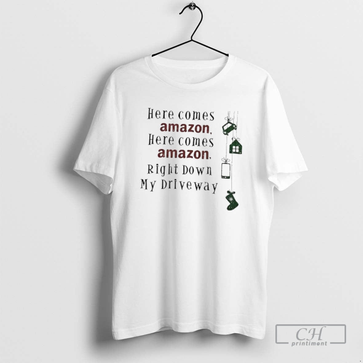 Premium Christmas Here Comes Amazon Right Down My Driveway Shirt Sweater