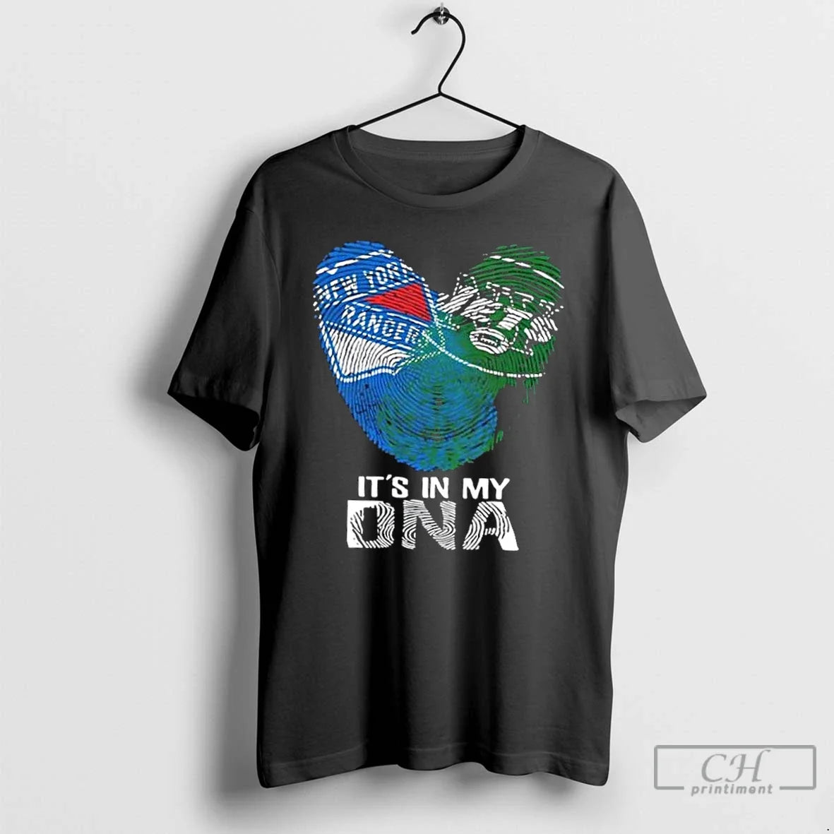 New York City Sports Rangers X Jets My Dna Fingerprint Heart